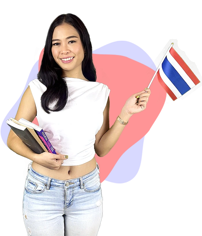 Je tiens des livres et un drapeau thaïlandais